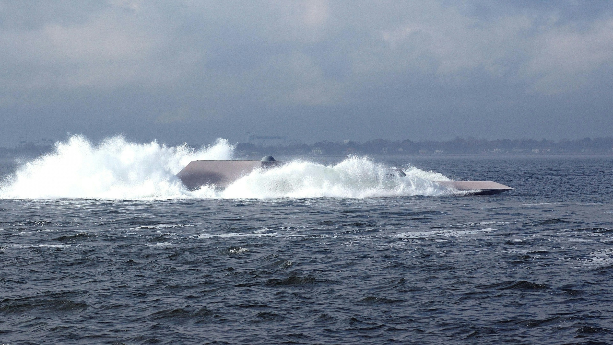 Photo of the Combatant Craft Heavy in a Crash Back Maneuver